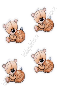 Кабошон-вырубка &quot;Мишка с игрушкой&quot; 3*3,7 см (10 шт) SF-5787