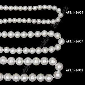 Бусины круглые на леске 6 мм (SF-8071) хлопковый жемчуг белый