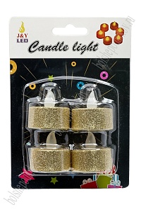 Набор свечей светодиодных на батарейках 3,5*3 см (4 шт) SF-7552, золото