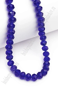 Бусины стеклянные, прозрачные,  на леске "Rondelle" 8 мм (SF-660) синий №105