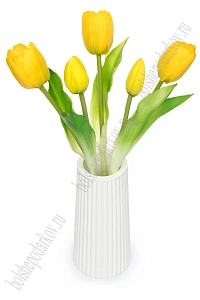 Веточка декоративная 33 см, 31 см "Тюльпан" (5 шт) SF-8137, желтый