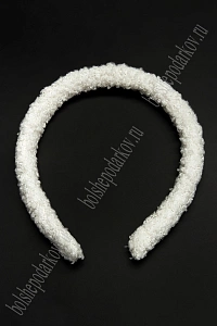 Ободки для волос меховые 1,2 см (10 шт) SF-7630, белый №2