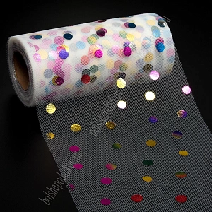 Фатин &quot;Разноцветный горох&quot; 15 см*25 ярд (SF-2951) молочный