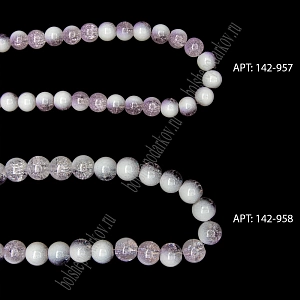 Бусины круглые на леске 10 мм (SF-8079) сахарный кварц имитация фиолетовый