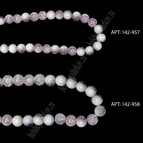 Бусины круглые на леске 10 мм (SF-8079) сахарный кварц имитация фиолетовый