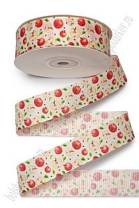 Лента репсовая 2,5 см*25 ярд с рисунком "Яблочко" SF-6131