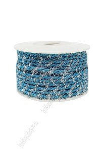Шнур в бобине с люрексом 3 мм*20 ярд (SF-225) бирюзовый/серебро