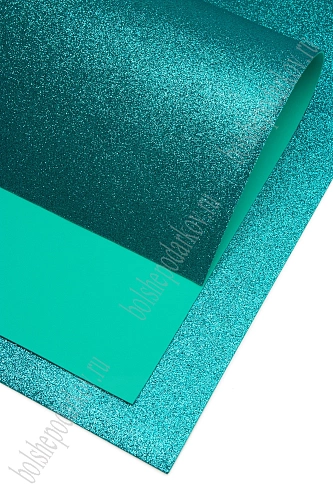 Фоамиран глиттерный 2 мм, 40*60 см Premium (10 листов) SF-3010, аквамариновый №022