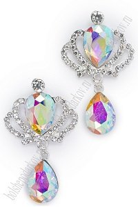 Серединка ювелирная с подвеской (2 шт) SF-5970, серебро/радужный №29