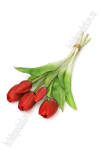 Веточка декоративная 33 см, 31 см "Тюльпан" (5 шт) SF-8137, красный