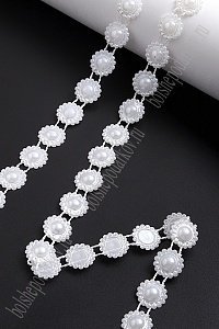 Тесьма декоративная &quot;Ромашки&quot; 1,6 см*10 ярд (SF-688) белый