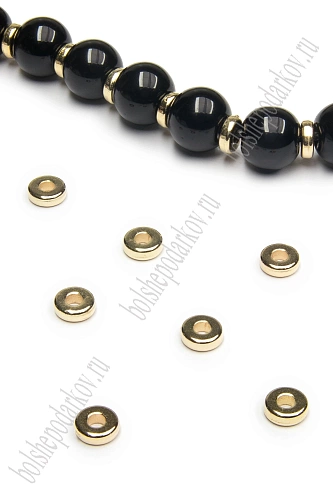 Бусины 6*2 мм &amp;quot;Колечко&amp;quot; (400 шт) SF-7292, золото