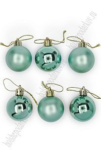 Набор новогодних шаров 4 см (6 шт) SF-7334, аквамариновый №7