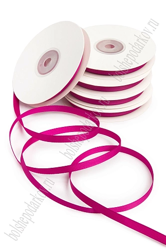 Лента репсовая 0,6 см*20 ярд &amp;quot;1 сорт&amp;quot; (10 бобин) SF-1722, фукси №27