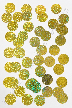 Пайетки круглые 19 мм (50 гр) SF-3070, золотой голографик