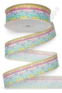 Лента репсовая 2,5 см*25 ярд с рисунком "Бабочки" SF-6131, №2