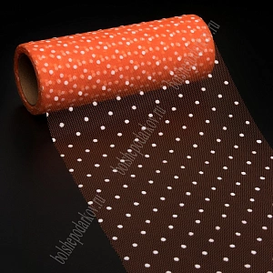 Фатин в горошек 15 см*10 ярд (SF-2941) ярко-оранжевый №25