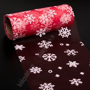 Фатин &quot;Снежинки&quot; 15 см*10 ярд (SF-7523) красный