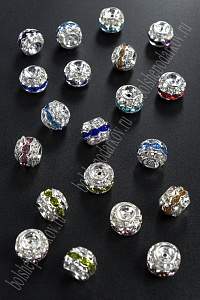 Бусины металл со стразами (10 шт) SF-2504-2