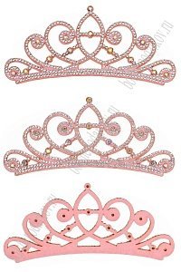 Патчи из фетра со стразами &quot;Корона&quot; 12,5*5 см (4 шт) SF-7699, светло-розовый №13