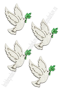 Лазерная вырубка из кожзама "Голубь" 4,5*5 см (10 шт) №20, несклеенная