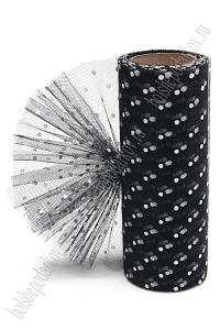 Фатин в горошек 15 см*10 ярд (SF-2941) черный №12