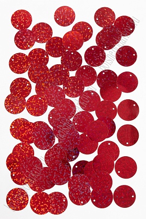 Пайетки круглые 19 мм (50 гр) SF-3070, красный голографик