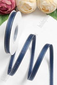 Лента репсовая с люрексом 1 см*20 ярд (SF-6002) темно-синий №38