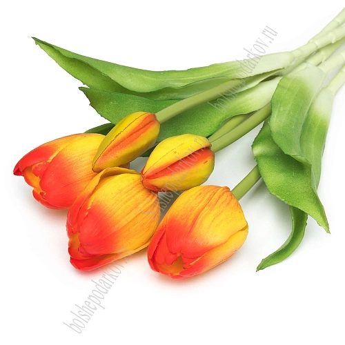 Веточка декоративная 33 см, 31 см &amp;quot;Тюльпан&amp;quot; (5 шт) SF-8137, желто-красный