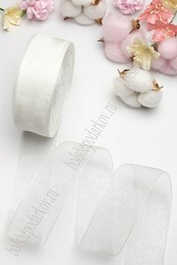 Лента органза 4 см*50 ярд (SF-1352) белый №1001