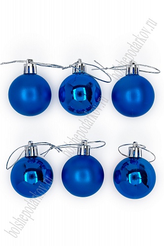 Набор новогодних шаров 4 см (6 шт) SF-7334, синий №5