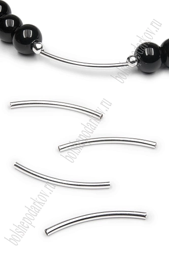 Трубочка для бижутерии 30 мм*2 мм (50 шт) SF-7666, светлое серебро №3