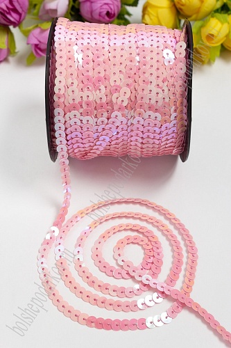 Пайетки 6 мм на нитке (хамелеон) SF-3069, светло-розовый