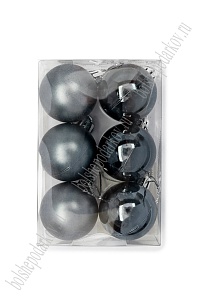 Набор новогодних шаров 4 см (6 шт) SF-7334, темное серебро №11