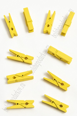 Прищепки деревянные 35 мм (100 шт) SF-2899, желтый