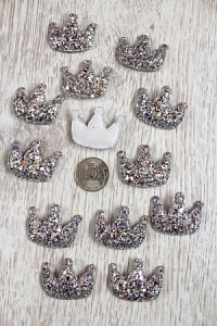 Патч 3D, россыпь пайеток "Корона" 3,7*3,2 см (20 шт) SF-1533, серебро
