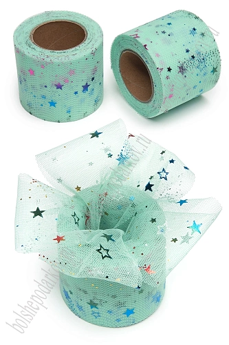 Фатин «Звездочки» 5,5 см*15 ярд (SF-6040) аквамариновый №18