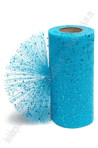 Фатин с пайетками 15 см*25 ярд (SF-605) голубой №27