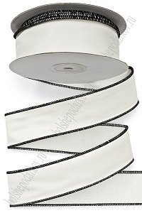 Лента из искусственной кожи 3,8 см*10 ярд (SF-7611) молочный