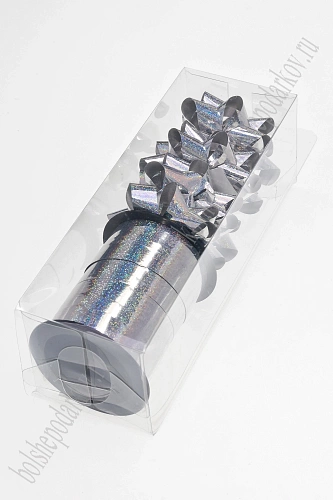 Набор для упаковки: бант 5,5 см (4 шт), лента 1 см*10 м (1 шт), SF-7825, серебро №2