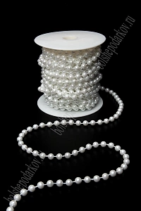 Бусины на нитке 6 мм*10 м (SF-7801) белый