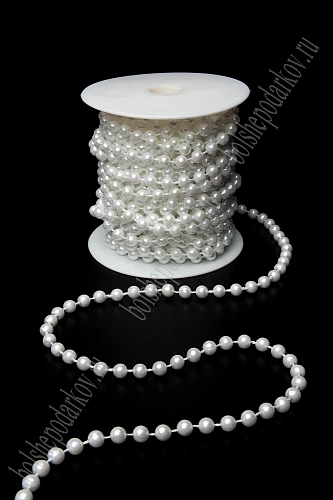 Бусины на нитке 6 мм*10 м (SF-7801) белый