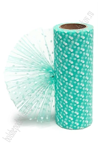 Фатин в горошек 15 см*10 ярд (SF-2941) аквамариновый №18