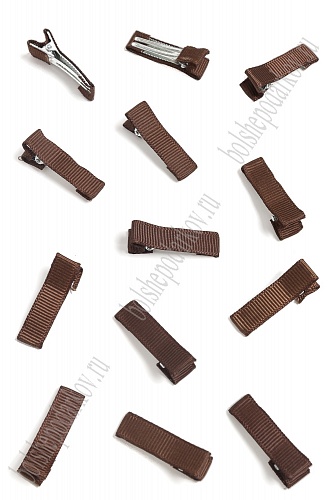 Зажим 3,5 см с репсовой лентой (30 шт) SF-5684, шоколадный №136