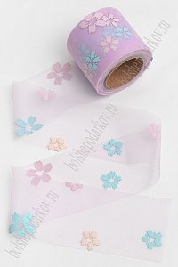 Фатин «Цветочки» 5,5 см*15 ярд (SF-6042) фиолетовый №6