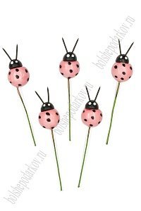 Божьи коровки на веточке 3*1,8 см (20 шт) SF-2329, розовый