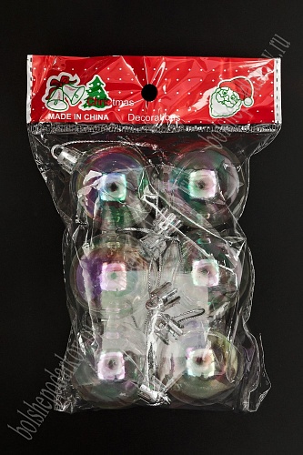 Набор новогодних шаров 4 см (6 шт) SF-1691, прозрачный