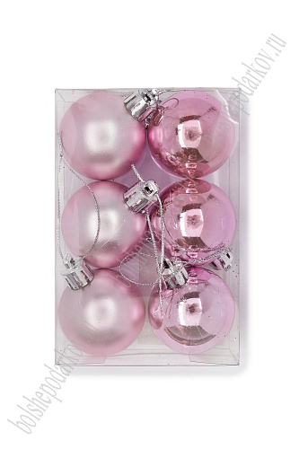 Набор новогодних шаров 4 см (6 шт) SF-7334, светло-розовый №6