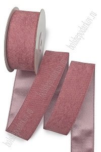 Лента вельвет/атлас 3,8 см*10 ярд (SF-7314) розовая пенка №18