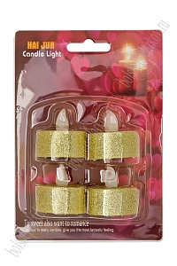 Набор свечей светодиодных на батарейках 3,5*3 см (4 шт) SF-7552, золото